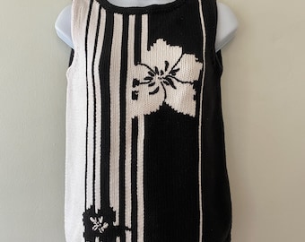 Suéter de punto sin mangas blanco y negro de Casual Corner para mujer, talla grande