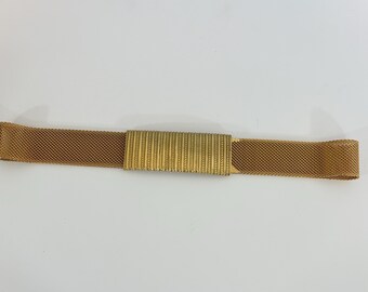 Vintage Women\'s Gold Tone Metal Mesh Belt Bold Statement Buckle Retro Glamour  M Vintage Gold Metal Mesh Belt w Buckle Goldtone Classic Glam  main image 2