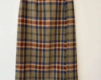 Falda cruzada de lana a cuadros estilo vintage de los años 90 de Bushwacker, talla 12.