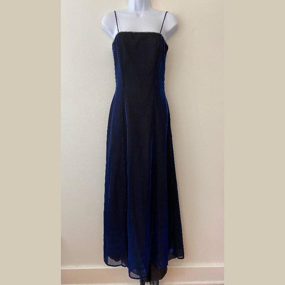 Vintage Morgan and Co. Linda Bernell Iridescent Blue Black Formal Gown Size  7/8 - Etsy