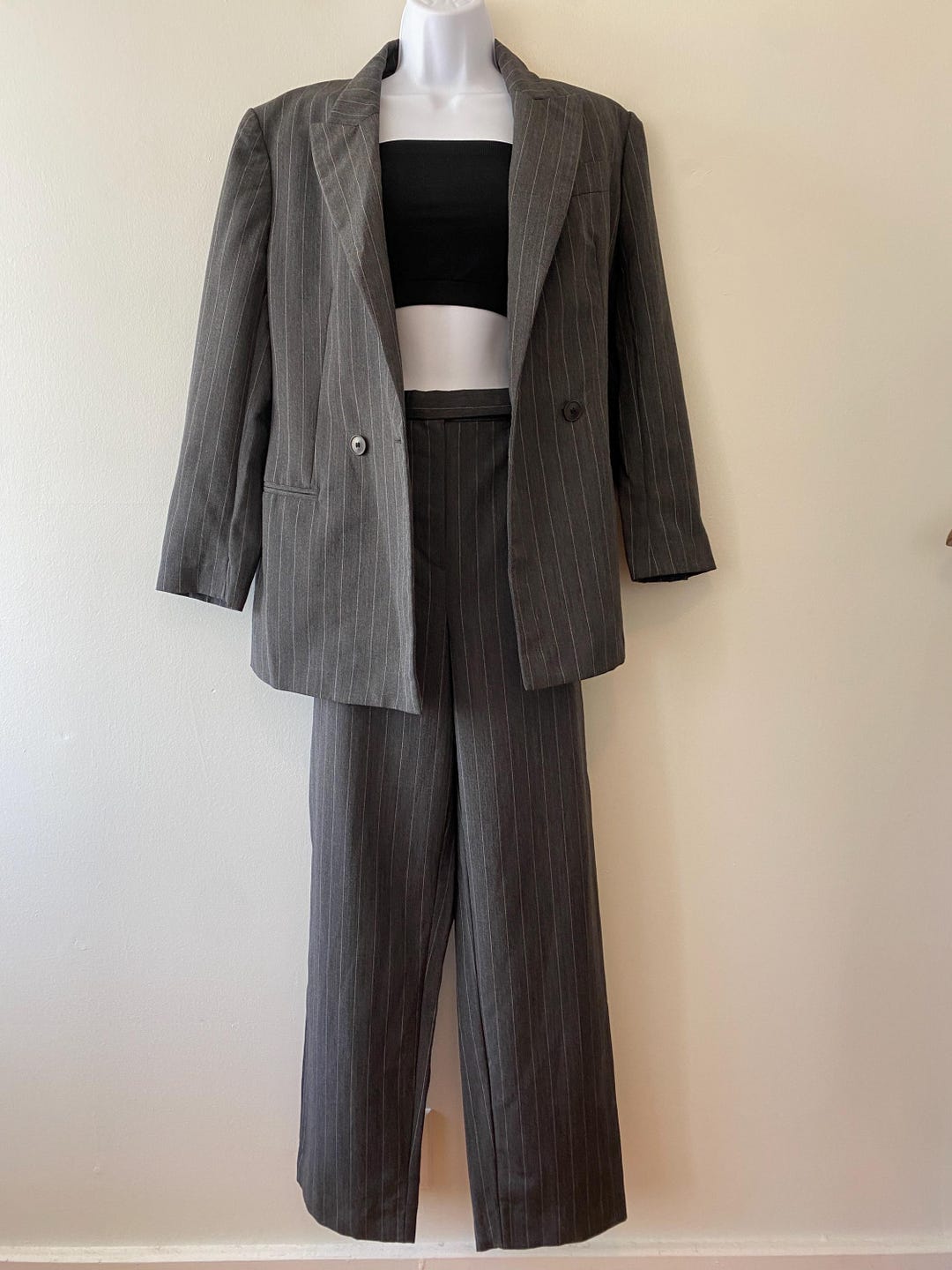 パンツ 90s GIORGIO ARMANI stripe gray slacks 90s Giorgio Armani