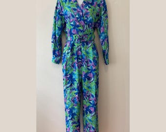 vintage Combinaison à manches longues Joan Walters pour femme 8 fleurs