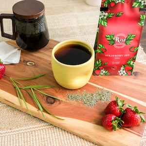 Rise Yaupon's Strawberry Zen Yaupon Holly Tea: 20 Tea Bags, Naturally Caffeinated Yaupon Holly with Real Strawberry and Lemongrass