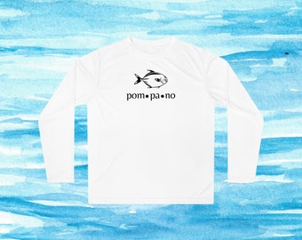 pompano fish shirt, fishing shirt, long sleeve tee, outdoor shirt, gift for him, fishing apparel, performance shirt