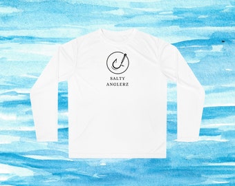 Salty Anglerz logo t shirt, fishing shirt, long sleeve tee, outdoor shirt, gift for him, fishing apparel, performance shirt
