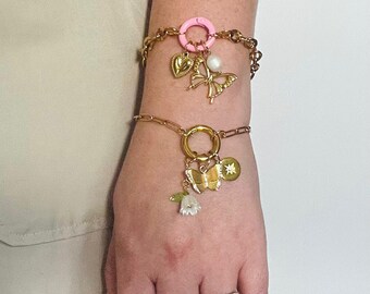 Butterfly Charm Bracelet, 18K Gold Filled, Waterproof