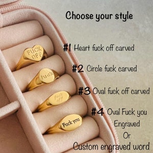 Fuck off ring, 18K pvd gold gold signet ring, fuck ring, waterproof ring, fuck you ring, beutiful non tarnish ring. image 3