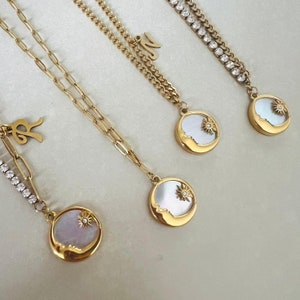 Crescent moon necklace, Waterproof necklace, 18K pvd gold moon necklace, moon choker, non tarnish moon necklace gold, celestial necklace.