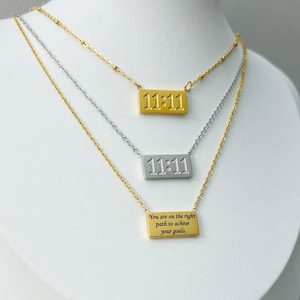 1111 necklace, angel number necklace, 18K pvd gold waterproof necklace, bff necklace, custom message necklace, beutiful best friend gift. image 1