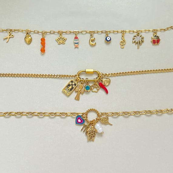 Custom charm bracelet, Bff bracelet, Waterproof bracelet, Tarot bracelet, Witchy bracelet, Best friend gift, Zodiac bracelet, Birthday gift.