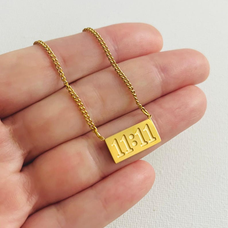 1111 necklace, angel number necklace, 18K pvd gold waterproof necklace, bff necklace, custom message necklace, beutiful best friend gift. Gold NO engrave
