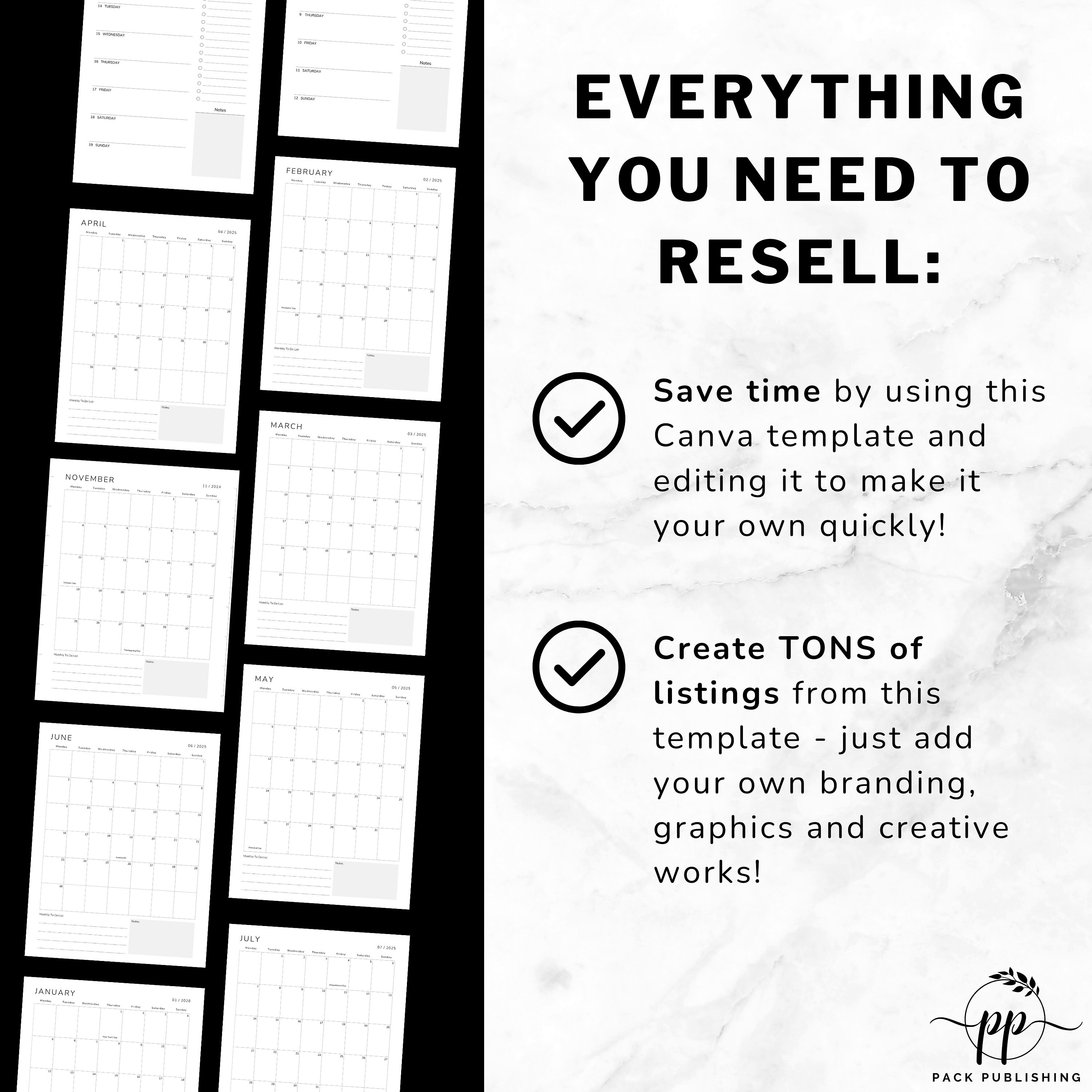 2024-2026 Editable Teacher Digital Printable Monthly Planner PLR ...