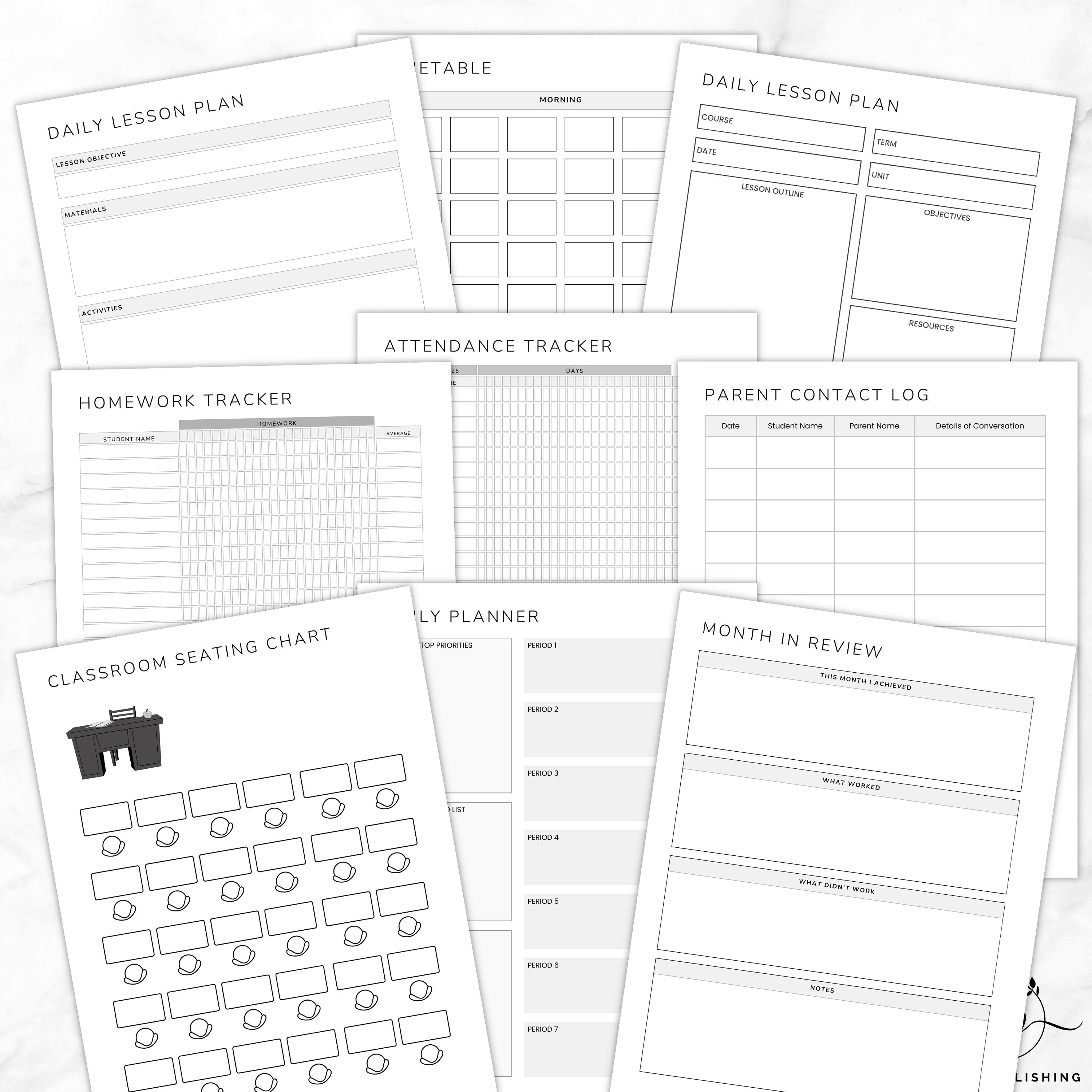 20242026 Editable Teacher Digital Printable Monthly Planner PLR