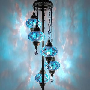 Customizable Handmade Turkish Mosaic Floor Table Lamp,Colorful Moroccan,Mosaic Floor Lamp,3 Globe Mosaic lamp,5 Globe Luxury Nightlight,