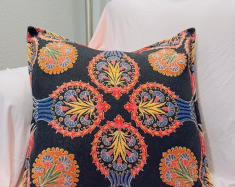 Embroidered Throw Pillow Cover: Vintage Turkish Boho Decor