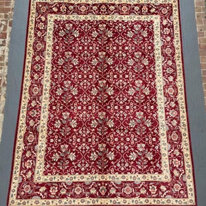 Afghan Chobi Rug 10x13 ft – Hand-Knotted Wool Large Oriental Area Rug, Traditional Red Floral Carpet, Vintage Style Afghan Rug 302x398 cm