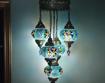 Wholesale Hanging Glass Chandeliers Light Turkish Moroccan Pendant Light Handmade Mosaic Glass Lamps Wh Dc 55 - View #12