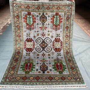Handmade Waziri Tribal Wool Rug | Living Room - Bedroom Rug - 6x9 Rug,Unique Handmade Rug,Tribal Wool Carpet with Ethnic Motifs.