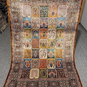 Artisan Silk Area Rug,Luxury Silk Area Rug,Vintage-Inspired Persian Style Decor,Exquisite Silk Patchwork Rug,Decorative Persian Silk Rug