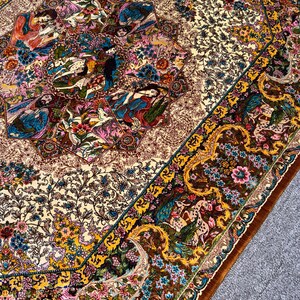 Persian Storytelling Silk Rug 3x5 Ft – Luxury Art Carpet With ...