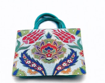 Handmade Floral Embroidered Bag - Colorful Bohemian Tapestry Tote with Artisan Design - Vintage Style Handbag for Women-Unique Gift for Her
