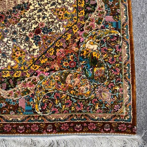 Persian Storytelling Silk Rug 3x5 Ft – Luxury Art Carpet With ...