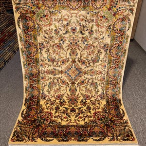 Persian Silk Rug,Floral Oriental Design,Luxurious Rug,Premium Silk Oriental Rug,Persian-Inspired Vintage Area Rug,One of Kind luxury Rug