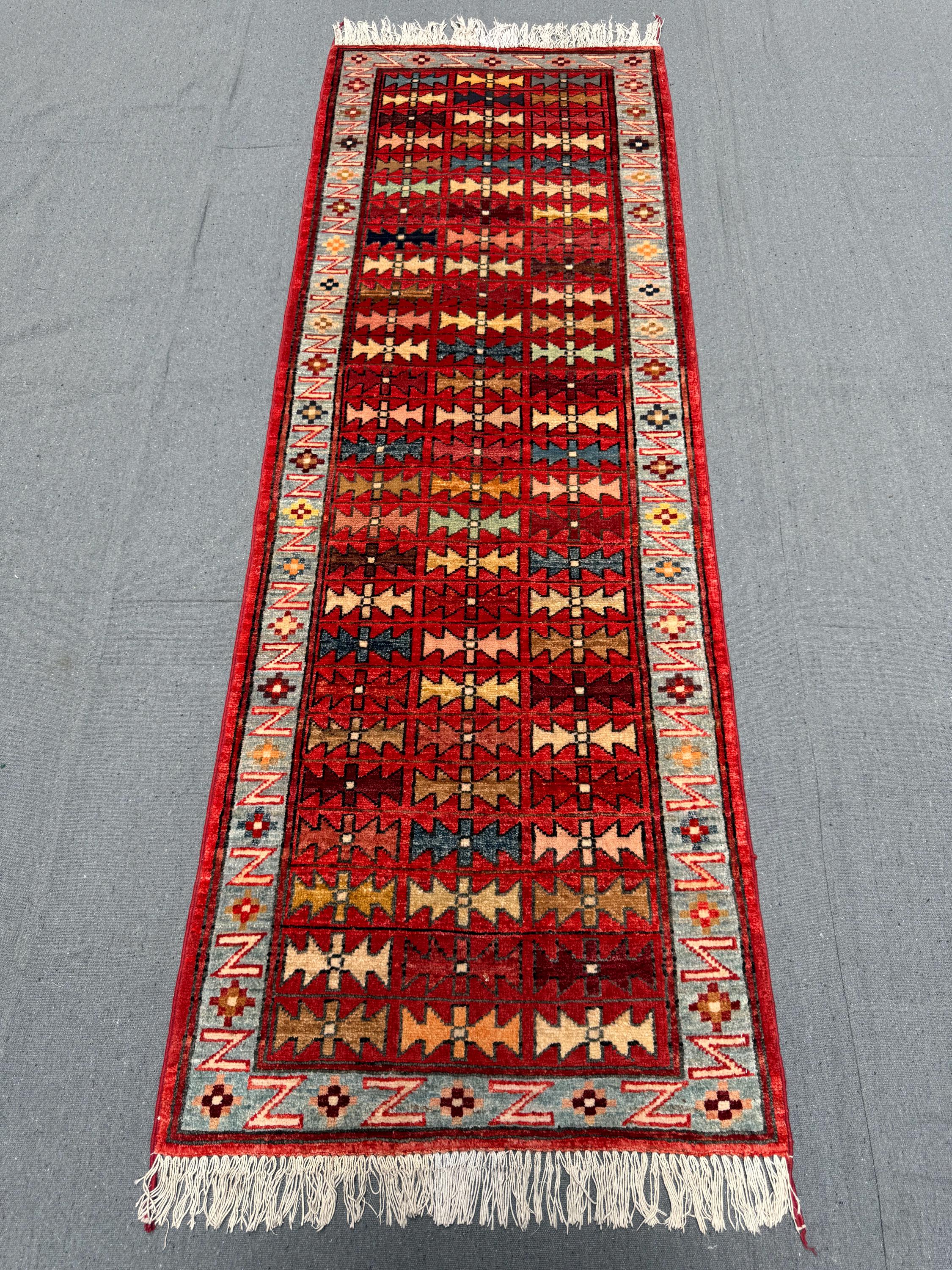 み*ん様 ウール ギャッベ ランナーラグ 廊下マット ペルシャ絨毯 ハンドメイド ギャッベ ランナー ラグ 2x5.10 フィート - レッド