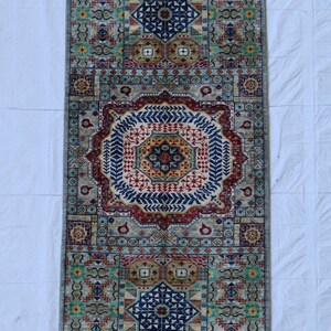 Mamluk Runner Rug 3x8 ft Geometric Hallway Rug Colorful Tribal Runner Long Narrow Rug Entryway Kitchen Carpet Decorative Rug