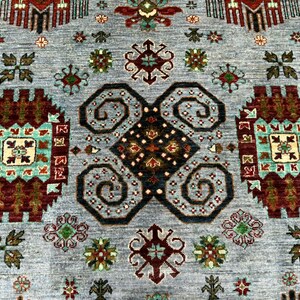 Handmade Waziri Tribal Wool Rug | Living Room - Bedroom Rug - 6x9 Rug,Unique Handmade Rug,Tribal Wool Carpet with Ethnic Motifs.