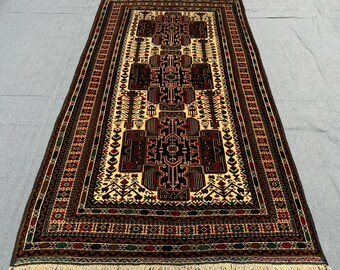 Handmade Turkish Rug-Tribal Wool Carpet with Intricate Geometric Patterns,Traditional Turkish Rug-Handwoven Wool Rug with Bold Tribal Motifs