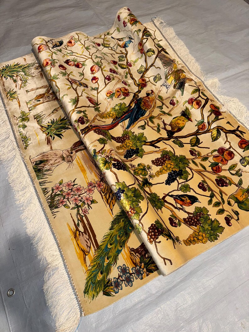Exquisite 4x6 Persian Silk Rug - Nature & Wildlife Scene with Birds, Deer, and Floral Design, Luxury Oriental Carpet