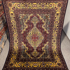 Handmade Traditional Oriental Rug,Vintage Persian-Inspired Area Rug,Elegant Bohemian Style Rug,Afghan Samarkand Tabriz Rug for living room.