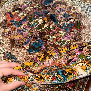 Persian Storytelling Silk Rug 3x5 Ft – Luxury Art Carpet With ...