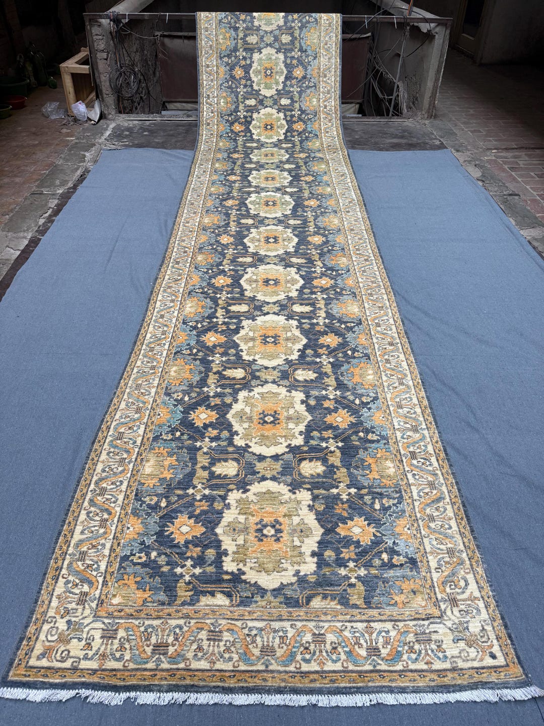 4x18 Rug Gray Chobi Long Handmade Runner Rug 4x18.5 Ft – Traditional Floral Wool ...