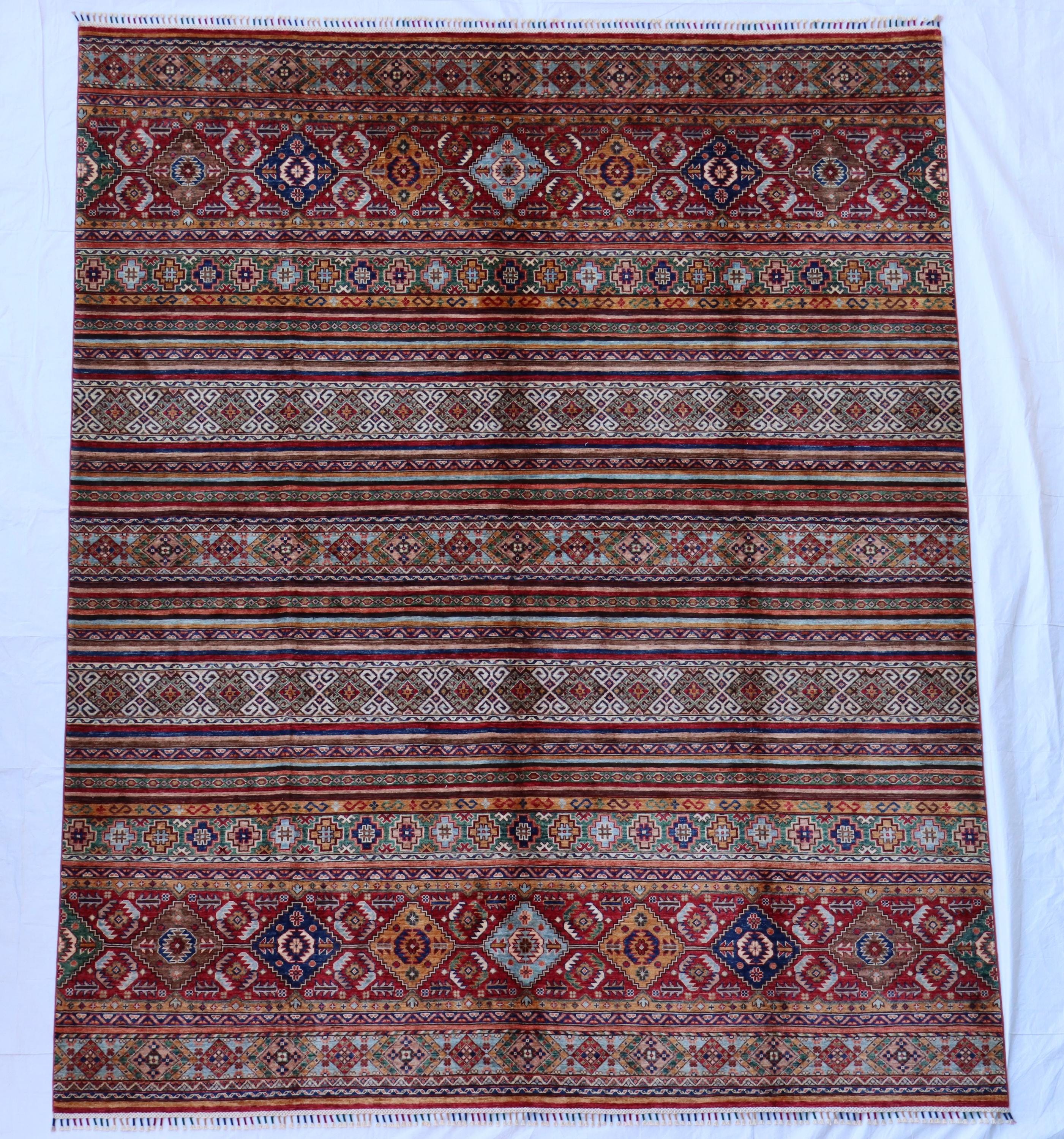 Handmade Khorjin Design Wool Area Rug 8x10 Ft Tribal Striped Oriental ...