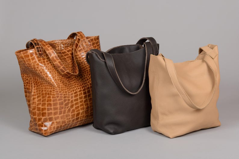 Camel Leather Tote Medium, Shoulder Bag Leather Tote, Leather Purse, Made in Scotland, Scottish Gift, Handmade Leather tote, Over arm bag image 2