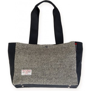 Harris Tweed Tote, Black and White Harris Tweed tote, plaid tote, Scottish gift, Harris Tweed Bag, Made in Scotland, Wife gift, Shoulder Bag