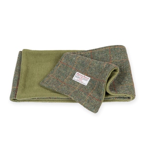 Scarf Harris Tweed Green Long, made in Scotland, Green Tweed Scarf, Iconic Harris Tweed, Fleece lined scarf, Green Tweed Scarf Scottish Gift