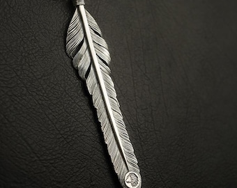 Eagle Feather Pendant, Sterling 925 Silver Fashion Feather, DIY Jewelry, Design for Necklace