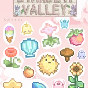 kawaii Stardew Valley summer sticker sheet
