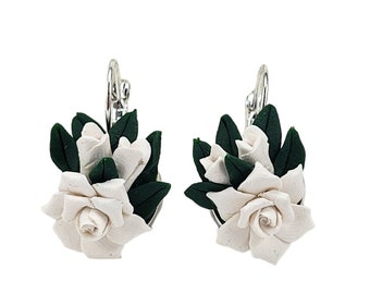 Gardenia Bouquet Earrings | Gardenia Jewelry | Realistic White Floral Gardenia Earrings | Gardenia Gift for Her Flower Bouquet Earrings