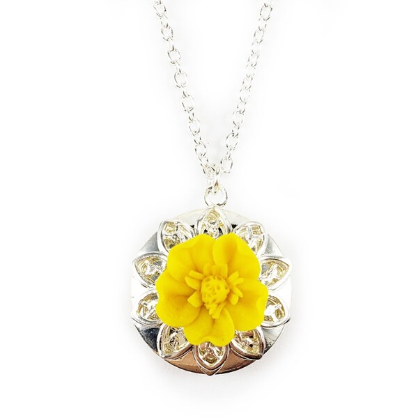 Buttercup Locket | Buttercup Jewelry | Cottagecore Flower Necklace Handmade Yellow Buttercup Jewelry Gift for Her