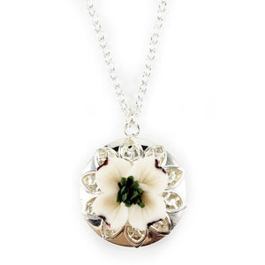 Dogwood Locket | Dogwood Jewelry | Botanical Flower Locket Gift for Her Wedding Dogwood Necklace Handmade Flower Photo Locket