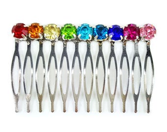 Iridescent Hair Comb Peacock Hair Comb Iridescent Hair Etsy