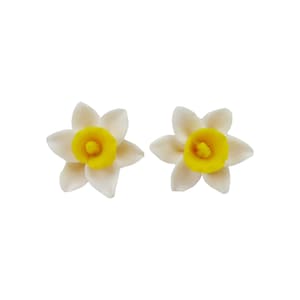 Daffodil Earrings Stud or Clip On | Daffodil Jewelry | March Birth Flower Gifts | Hypoallergenic Flower Stud Earrings