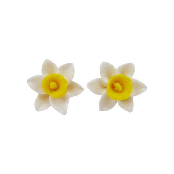 Daffodil Earrings Stud or Clip On | Daffodil Jewelry | March Birth Flower Gifts | Hypoallergenic Flower Stud Earrings