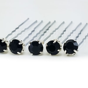 Black Rhinestone Hair Pins: Bridal Bobby Pin Set (Set of 5)