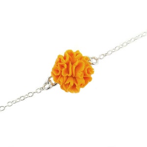 Marigold Anklet: Orange Flower Bracelet, Sterling Silver or Gold Filled, Oct Birth Flower
