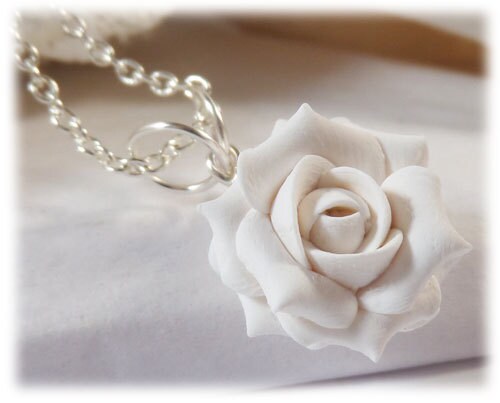 White Rose Necklace White Rose Jewelry 